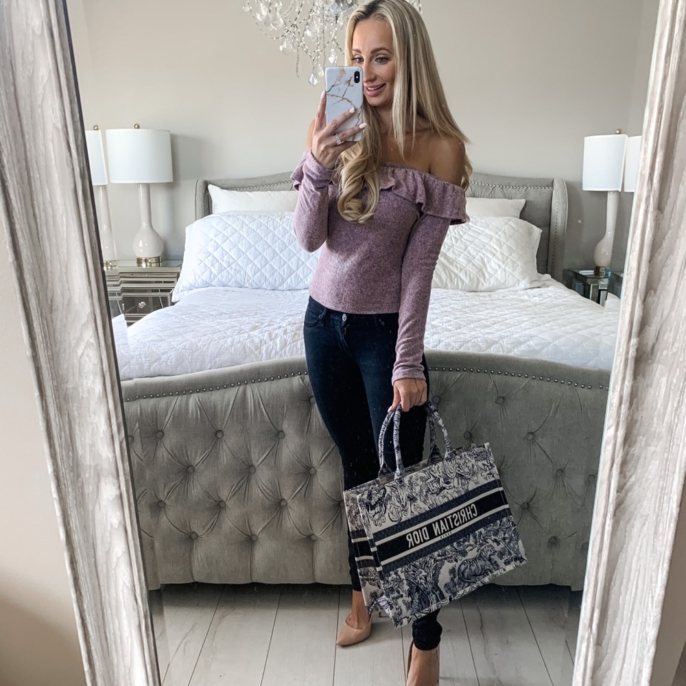 Long Sleeve Ruffled Off The Shoulder Top